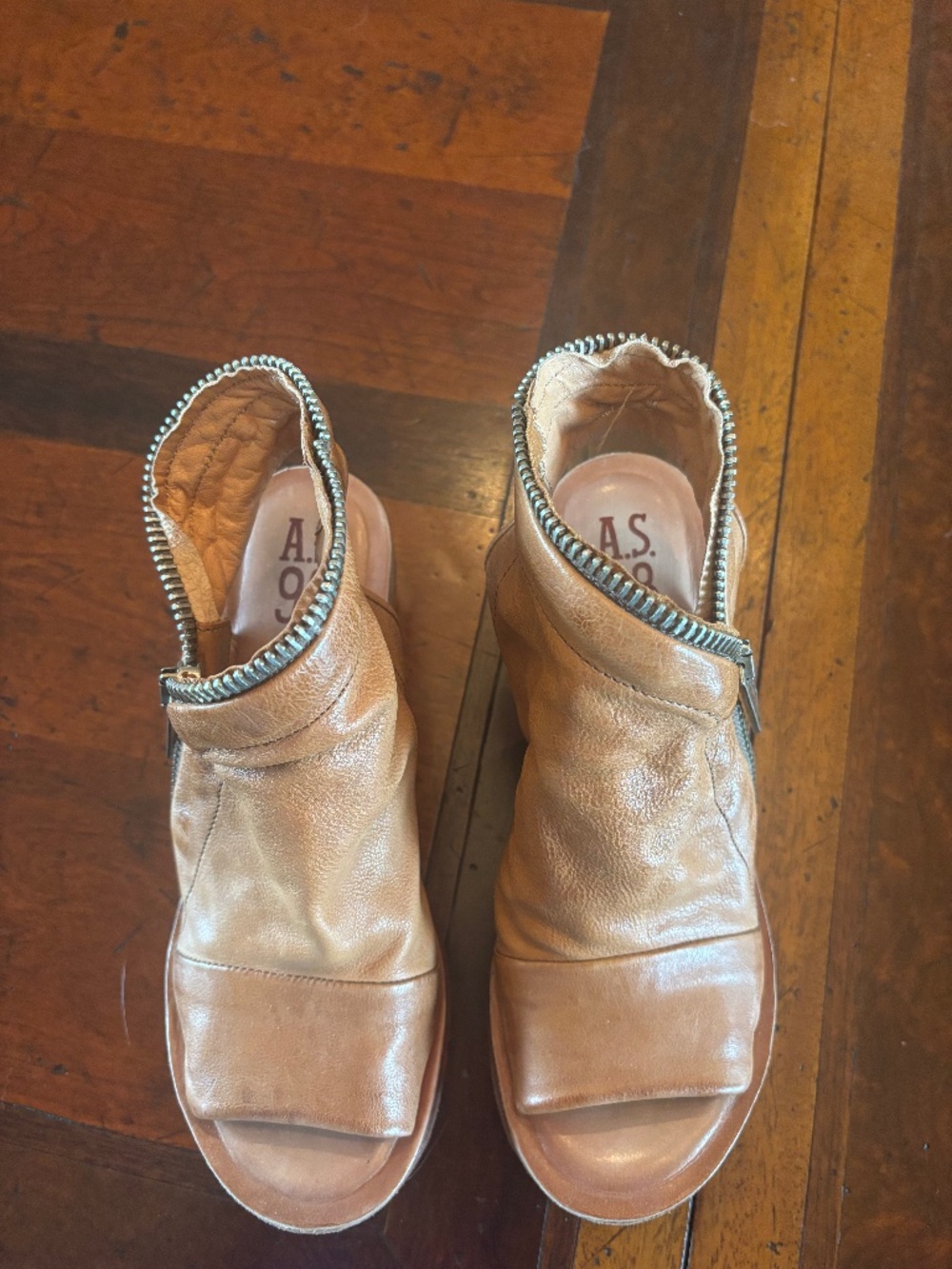 A S 98 Leather Zip Front Sandal
